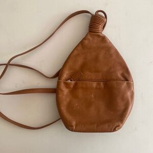 Renato Angi Brown Leather Backpack with Monogram Lining